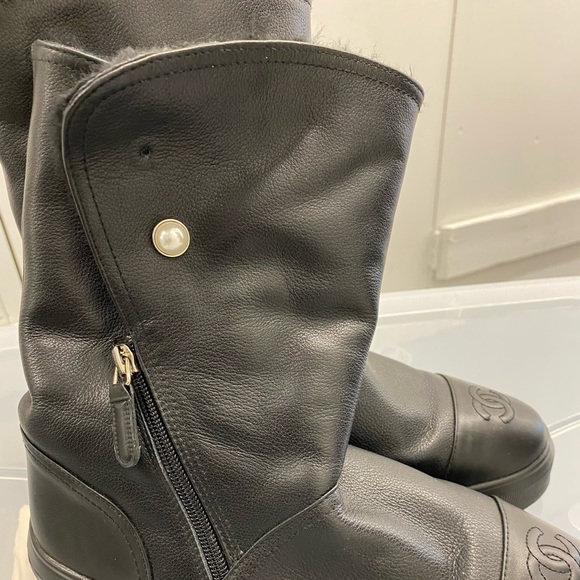 Shoes - Chanel leather pearl boots